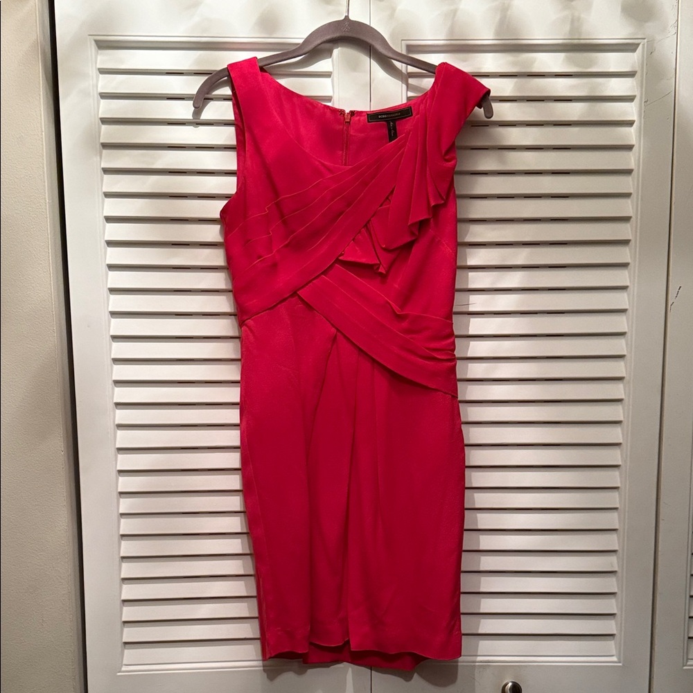 BCBGMaxAzria Vibrant Hot Pink Asymmetrical Dress